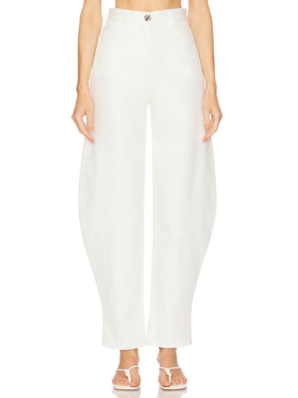 MATTHEW BRUCH High-Waist Barrel Jeans in White Denim